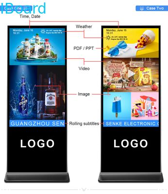 Lantai Stand Digital Advertising Monitor dengan 10 Capacitive Touch Points, Real-Time Monitoring, dan Web-Based Dashboard untuk Interactive Signage